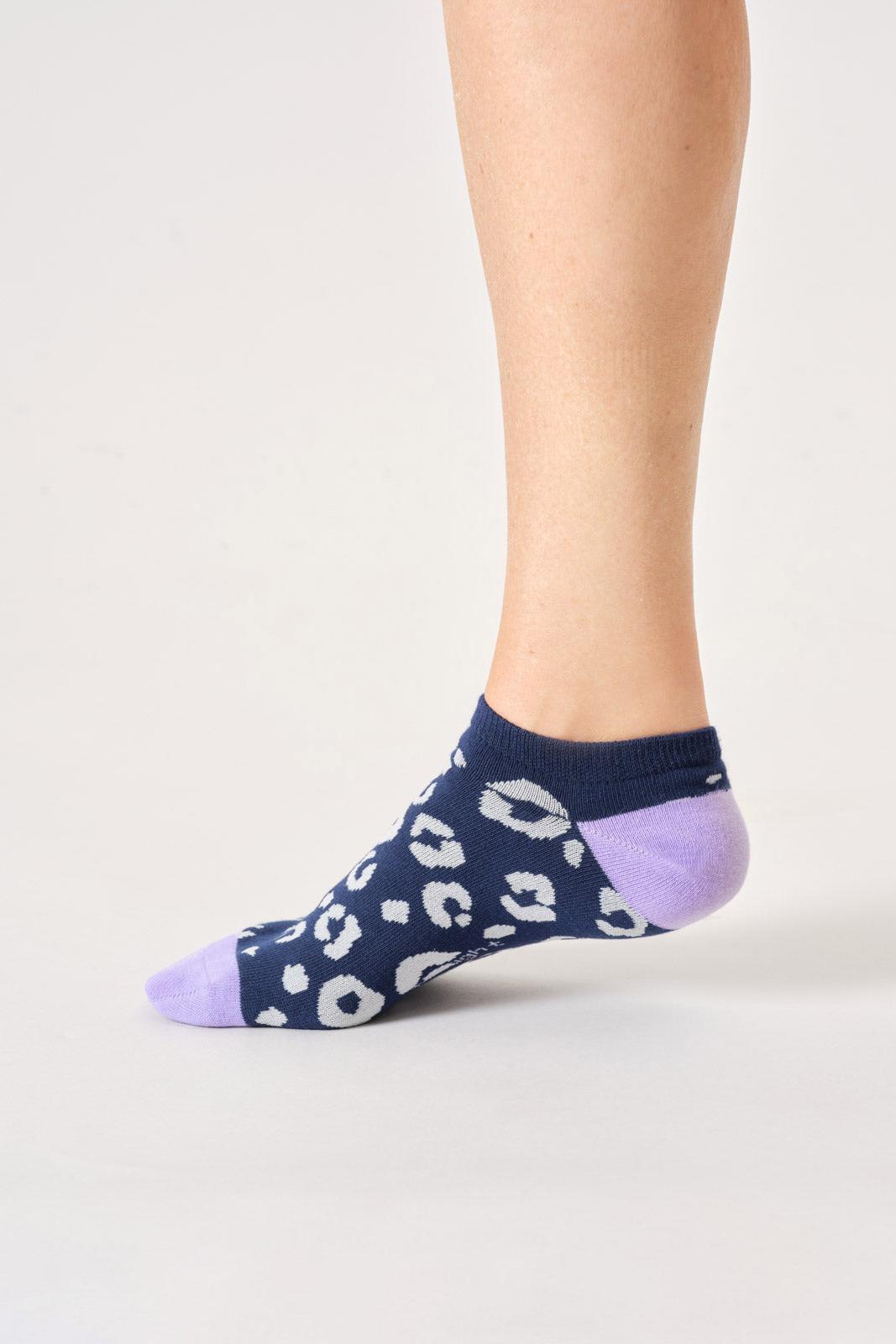 Thought Womens Animal Organic Cotton Trainer Socks in Midnight Blue