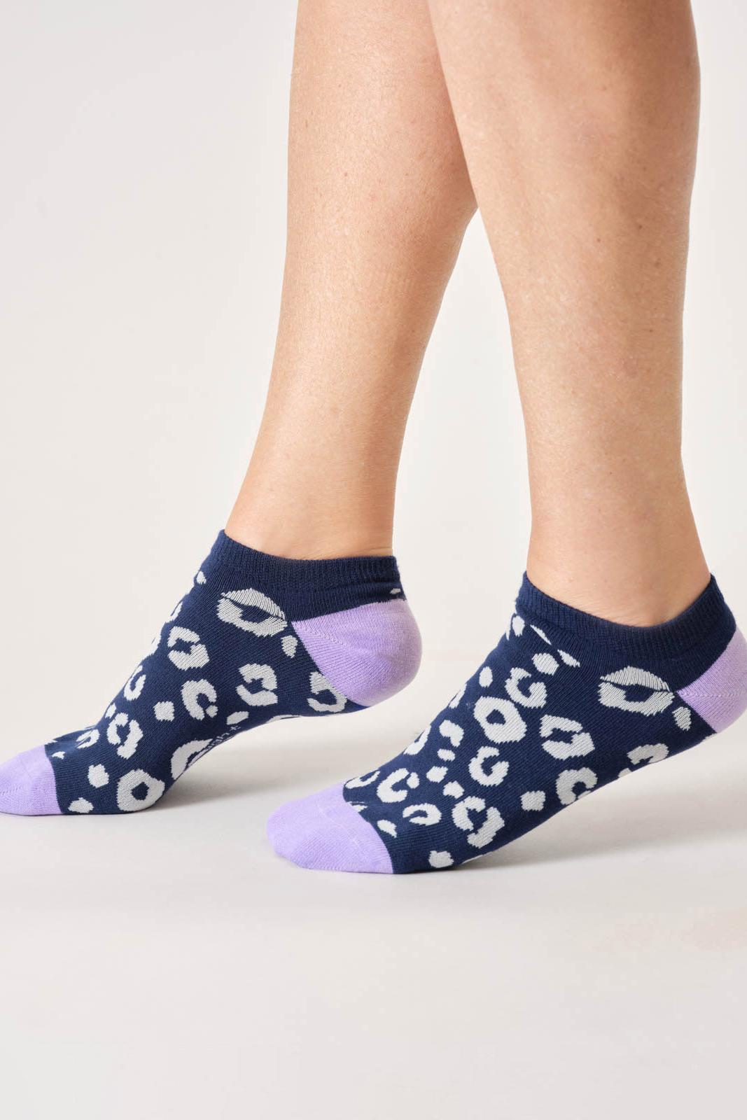 Thought Womens Animal Organic Cotton Trainer Socks in Midnight Blue