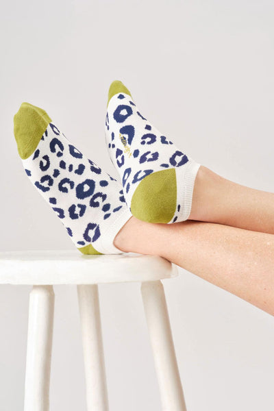 Thought Womens Animal Organic Cotton Trainer Socks in Stone White