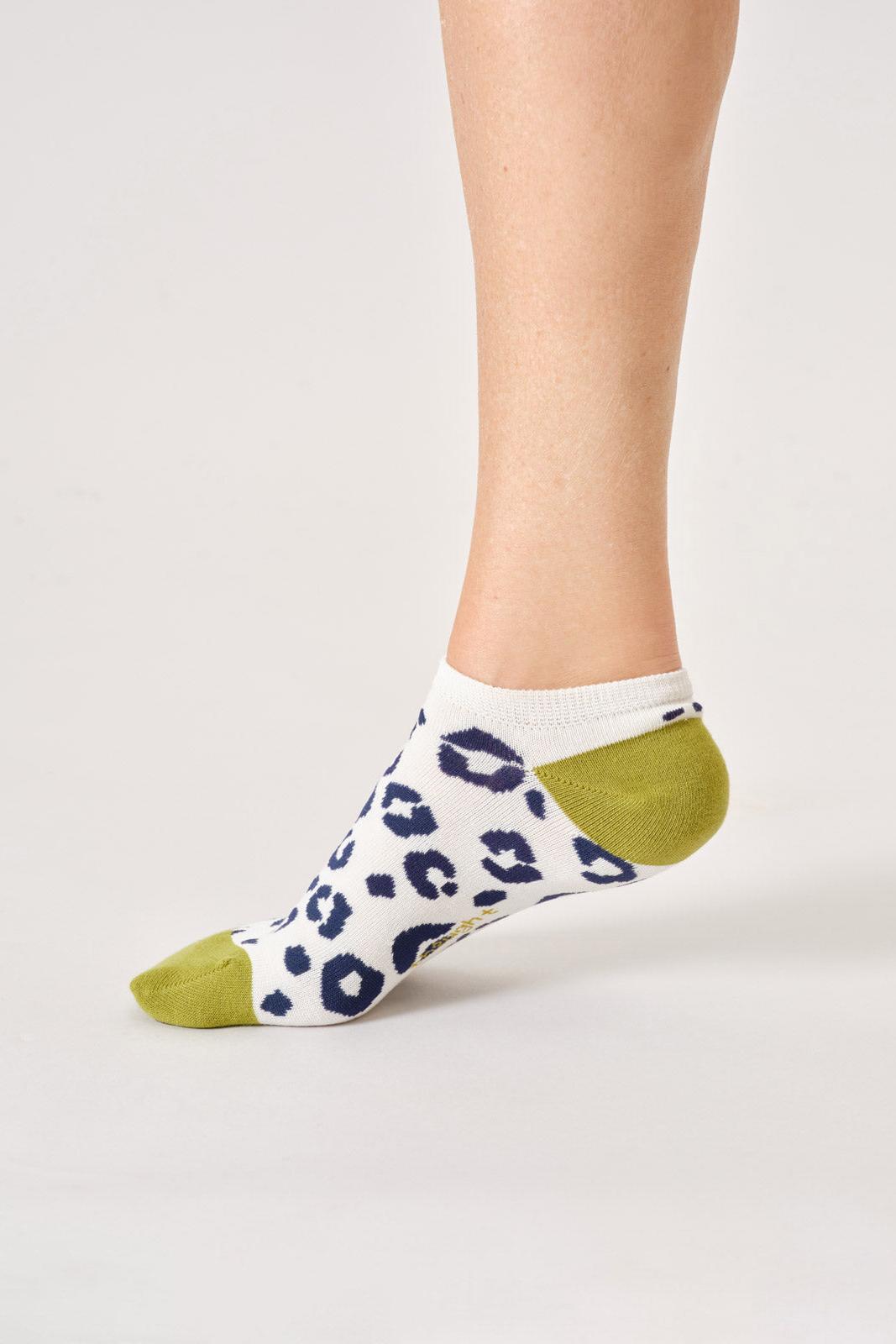 Thought Womens Animal Organic Cotton Trainer Socks in Stone White
