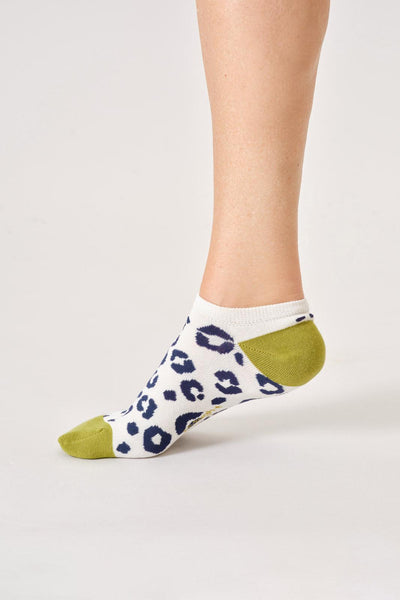 Thought Womens Animal Organic Cotton Trainer Socks in Stone White