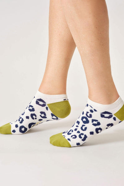 Thought Womens Animal Organic Cotton Trainer Socks in Stone White