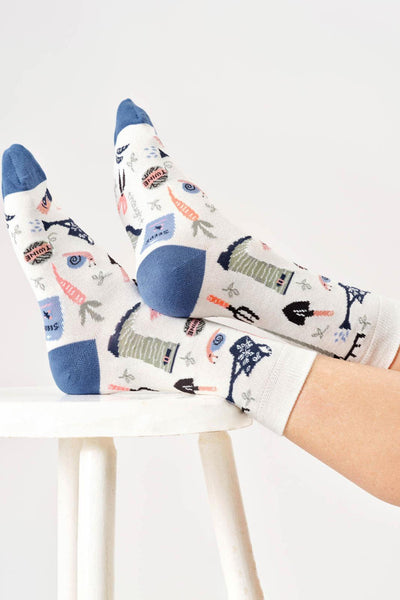 Thought Womens Gardening Organic Cotton Crew Socks in Stone White