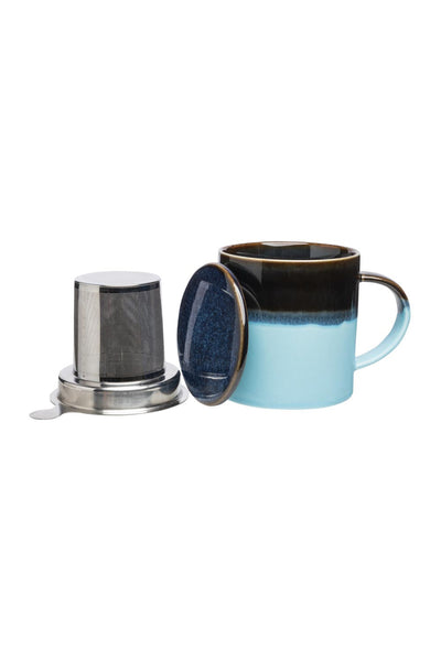 Tranquillo Blue Cup with tea strainer INDUSTRIAL 410 ml-Homeware-Ohh! By Gum - Shop Sustainable