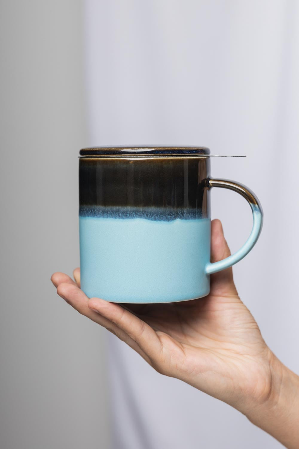 Tranquillo Blue Cup with tea strainer INDUSTRIAL 410 ml-Homeware-Ohh! By Gum - Shop Sustainable