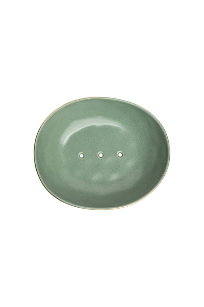 Tranquillo Classic Soap Dish in Olive with Gold Trim-Kitchenware-Ohh! By Gum - Shop Sustainable