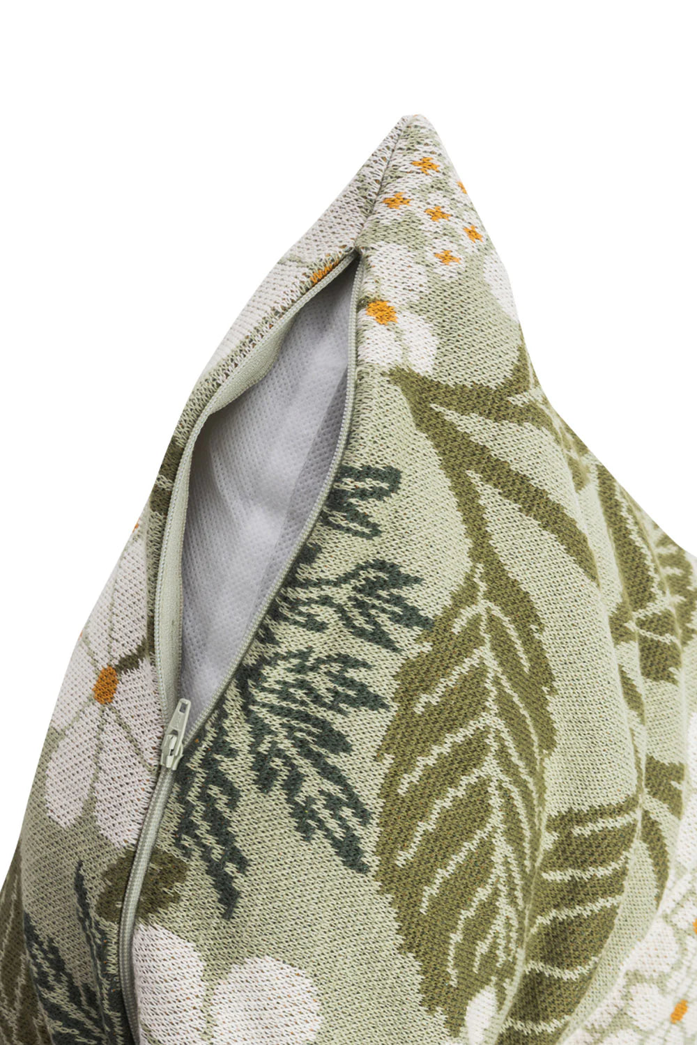 Floral patterned pouch with a zipper on a white background
