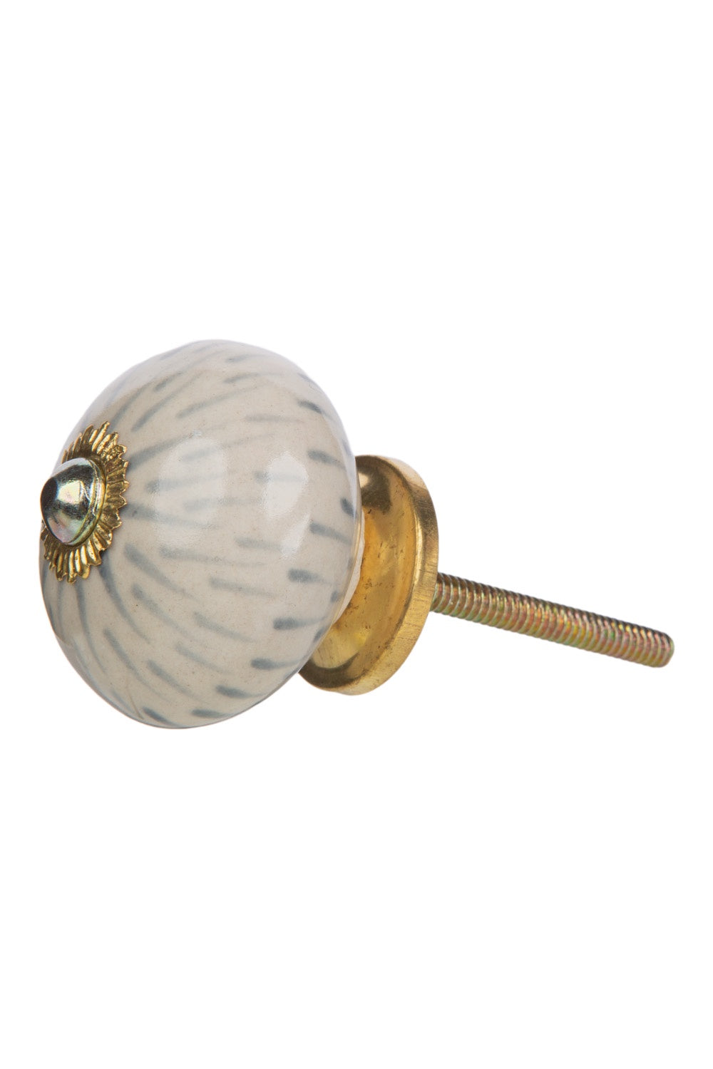 Decorative knob with a shell design on a white background