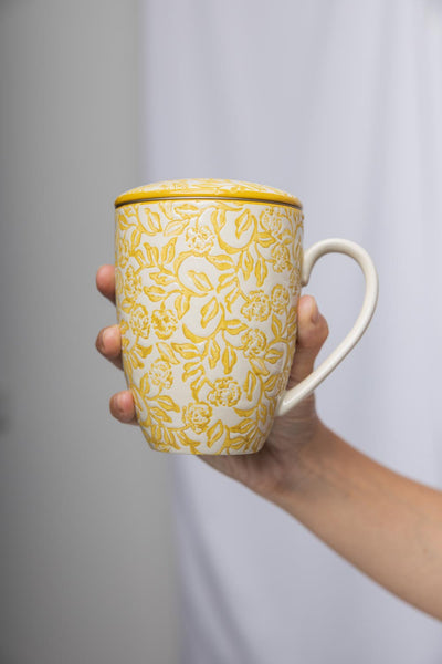 Tranquillo Yellow Cup with Tea Strainer RUSTIC 400 ml-Homeware-Ohh! By Gum - Shop Sustainable