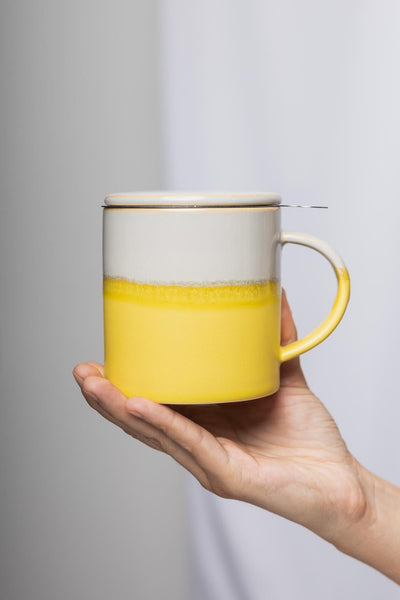 Tranquillo Yellow Cup with tea strainer INDUSTRIAL 410 ml-Homeware-Ohh! By Gum - Shop Sustainable