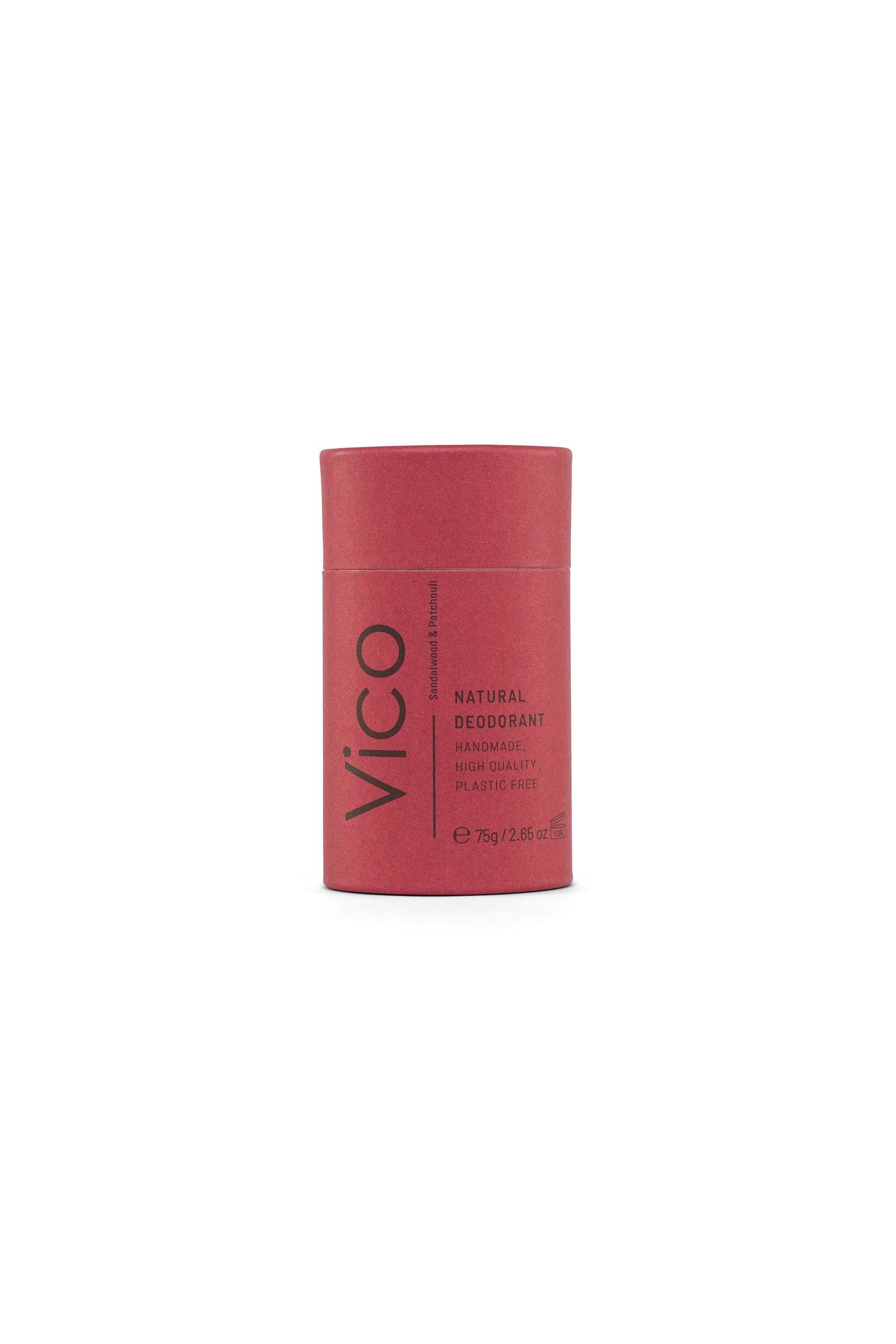 A slim-profile shot of the plastic-free natural deodorant, highlighting its compact design.