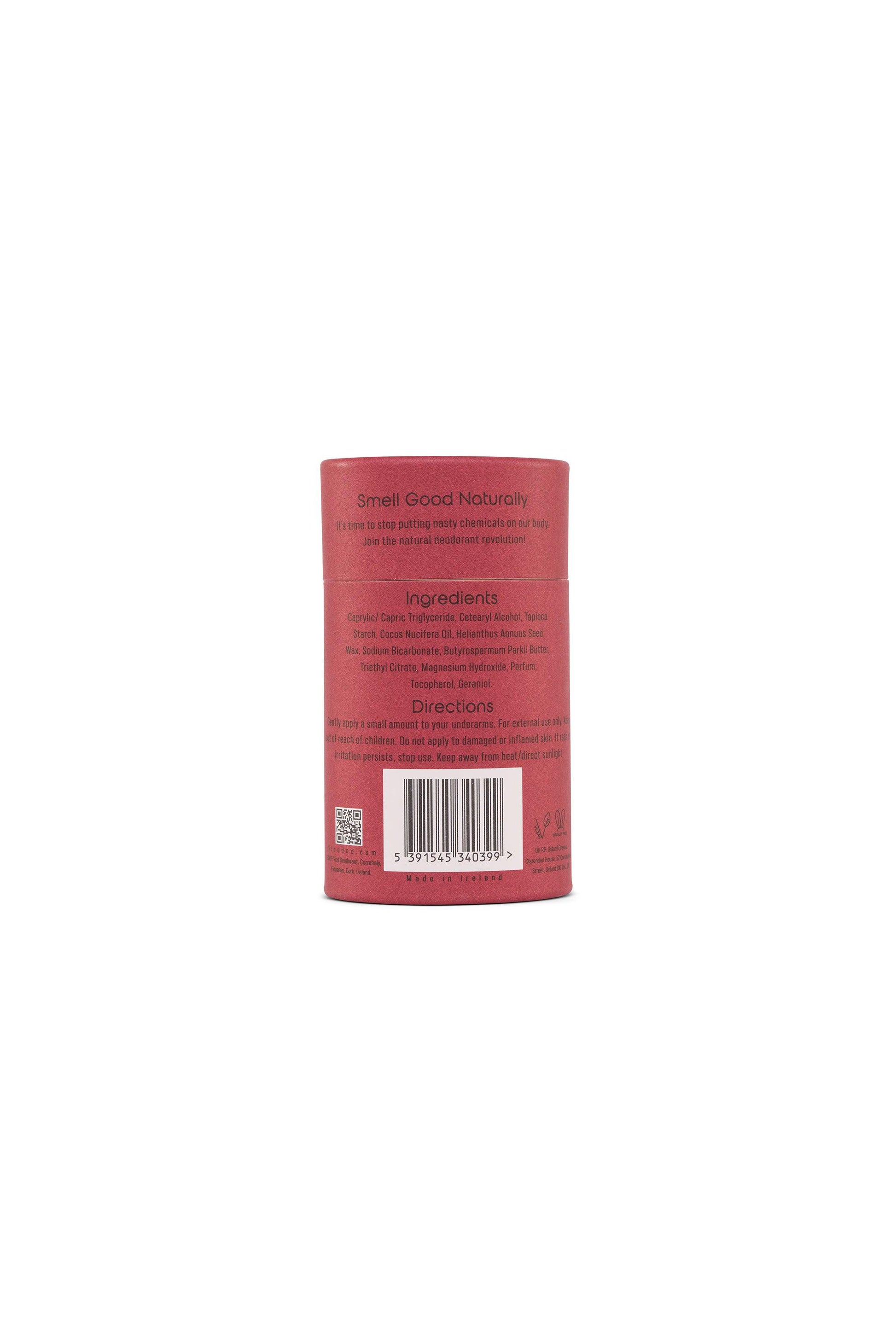 A zoomed-out view of the Vico natural deodorant tube, maintaining a minimalist aesthetic against a neutral beige background.