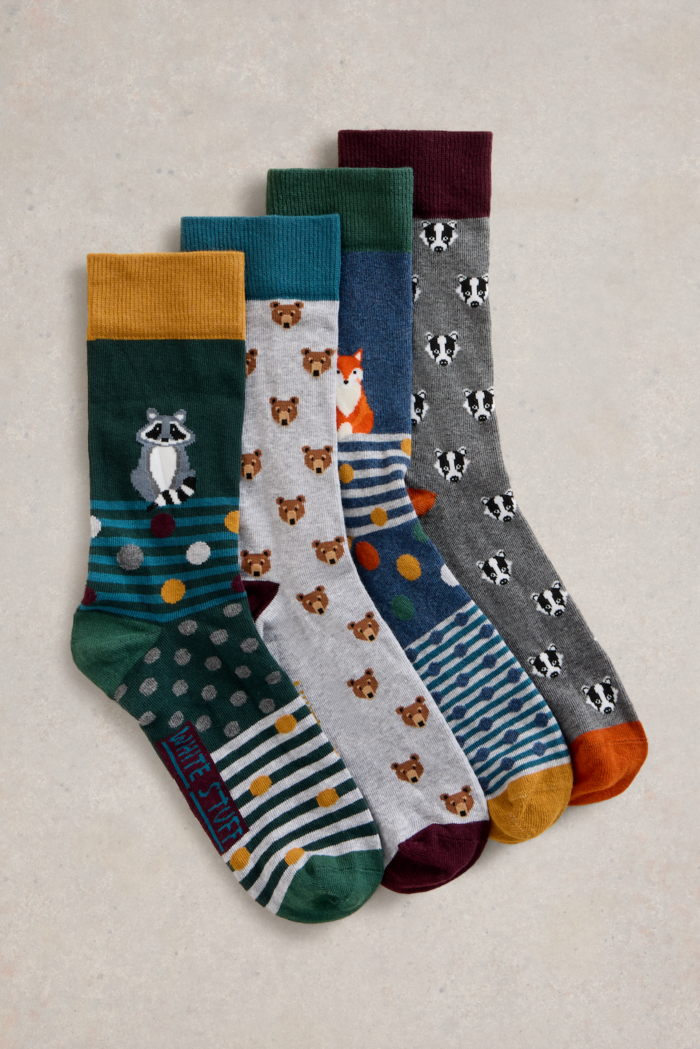 White Stuff 4PK Woodland Animals Socks-Mens-Ohh! By Gum - Shop Sustainable