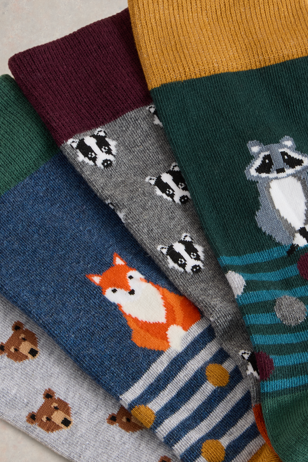 White Stuff 4PK Woodland Animals Socks-Mens-Ohh! By Gum - Shop Sustainable