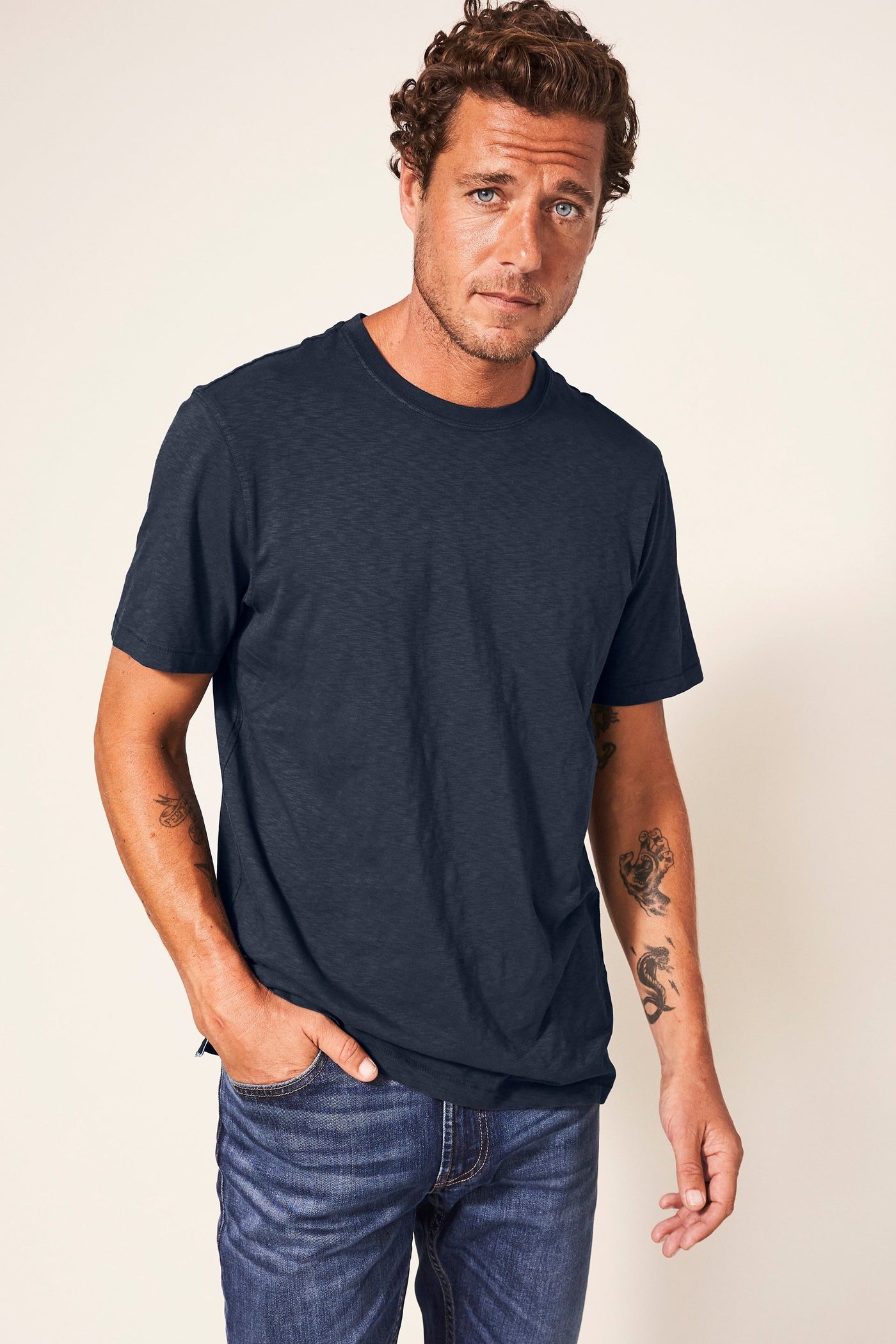 White Stuff Abersoch Short Sleeve Tee in Dark Navy SS25-Mens-Ohh! By Gum - Shop Sustainable