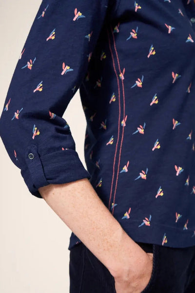 White Stuff Annie Cotton Jersey Shirt - Navy Print-Womens-Ohh! By Gum - Shop Sustainable