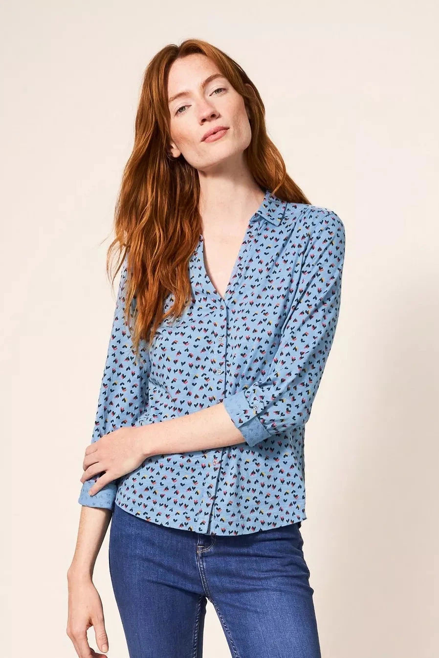 White Stuff Annie Cotton Jersey Shirt - Teal Multi-Womens-Ohh! By Gum - Shop Sustainable