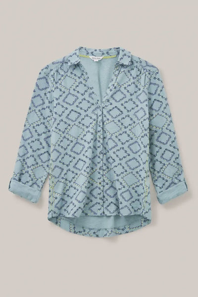 White Stuff Annie Cotton Jersey Shirt - Teal Print-Womens-Ohh! By Gum - Shop Sustainable