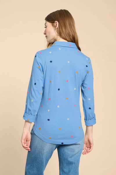 White Stuff Annie Embroidered Jersey Shirt - Blue Multi-Womens-Ohh! By Gum - Shop Sustainable
