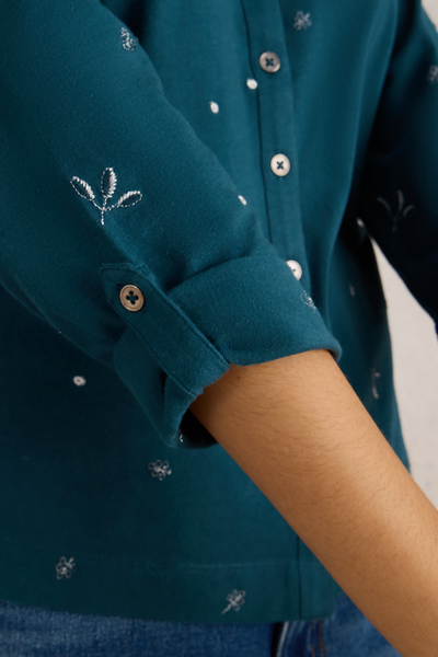 White Stuff Annie Embroidered Shirt in Teal Mlt-Womens-Ohh! By Gum - Shop Sustainable