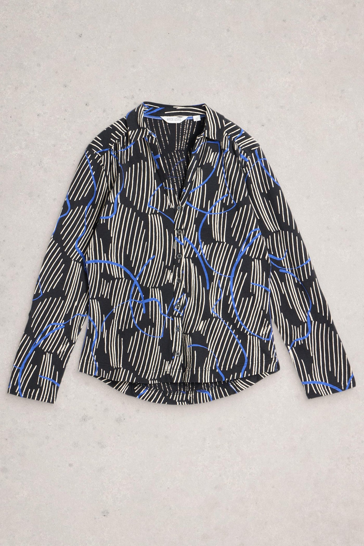 White Stuff Annie Jersey Black Print Shirt AW25