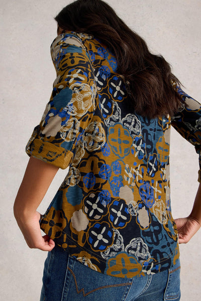 White Stuff Annie Jersey Shirt in Chart Mlt AW25