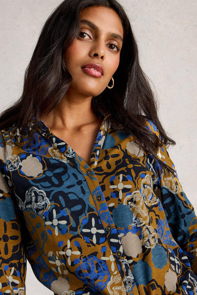 White Stuff Annie Jersey Shirt in Chart Mlt AW25