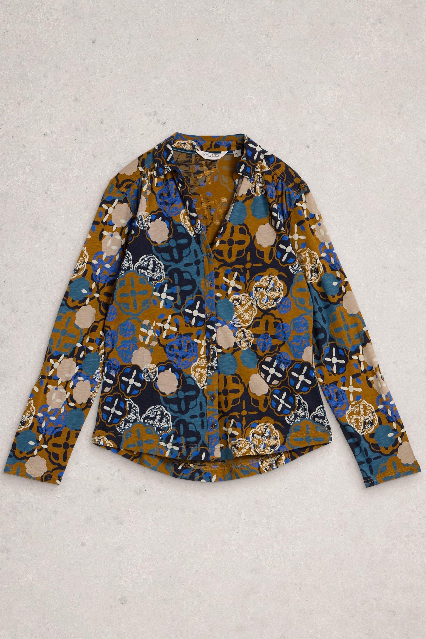 White Stuff Annie Jersey Shirt in Chart Mlt AW25