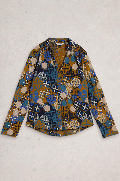 White Stuff Annie Jersey Shirt in Chart Mlt AW25
