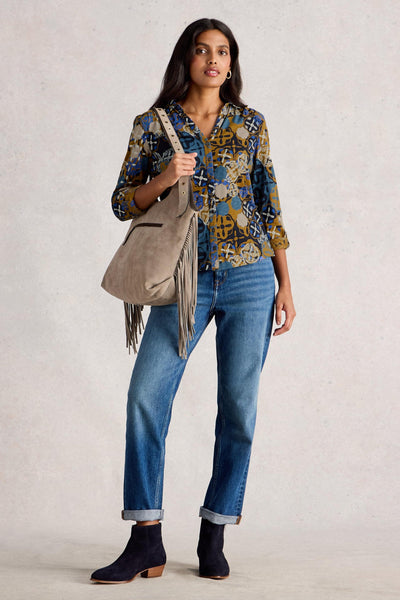White Stuff Annie Jersey Shirt in Chart Mlt AW25