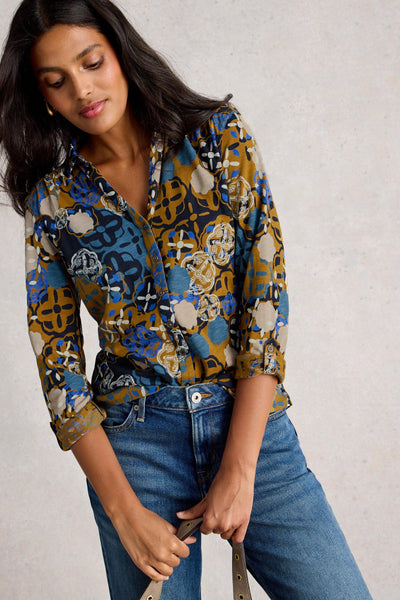 White Stuff Annie Jersey Shirt in Chart Mlt AW25