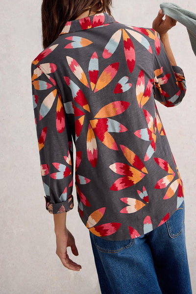White Stuff Annie Jersey Shirt in Grey Print