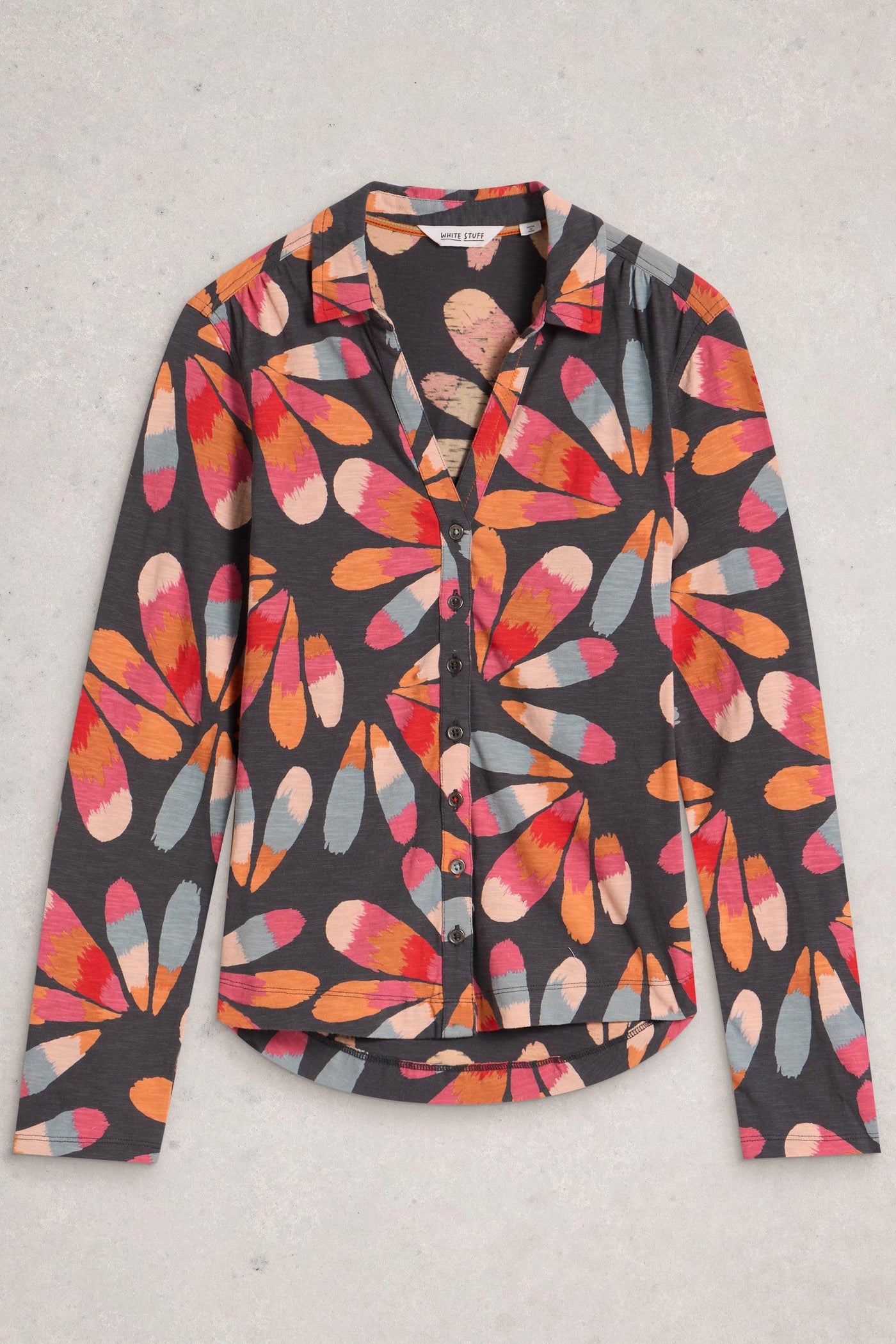 White Stuff Annie Jersey Shirt in Grey Print