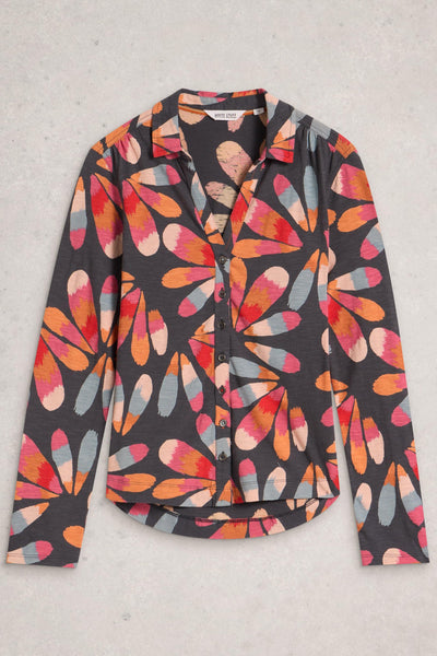 White Stuff Annie Jersey Shirt in Grey Print