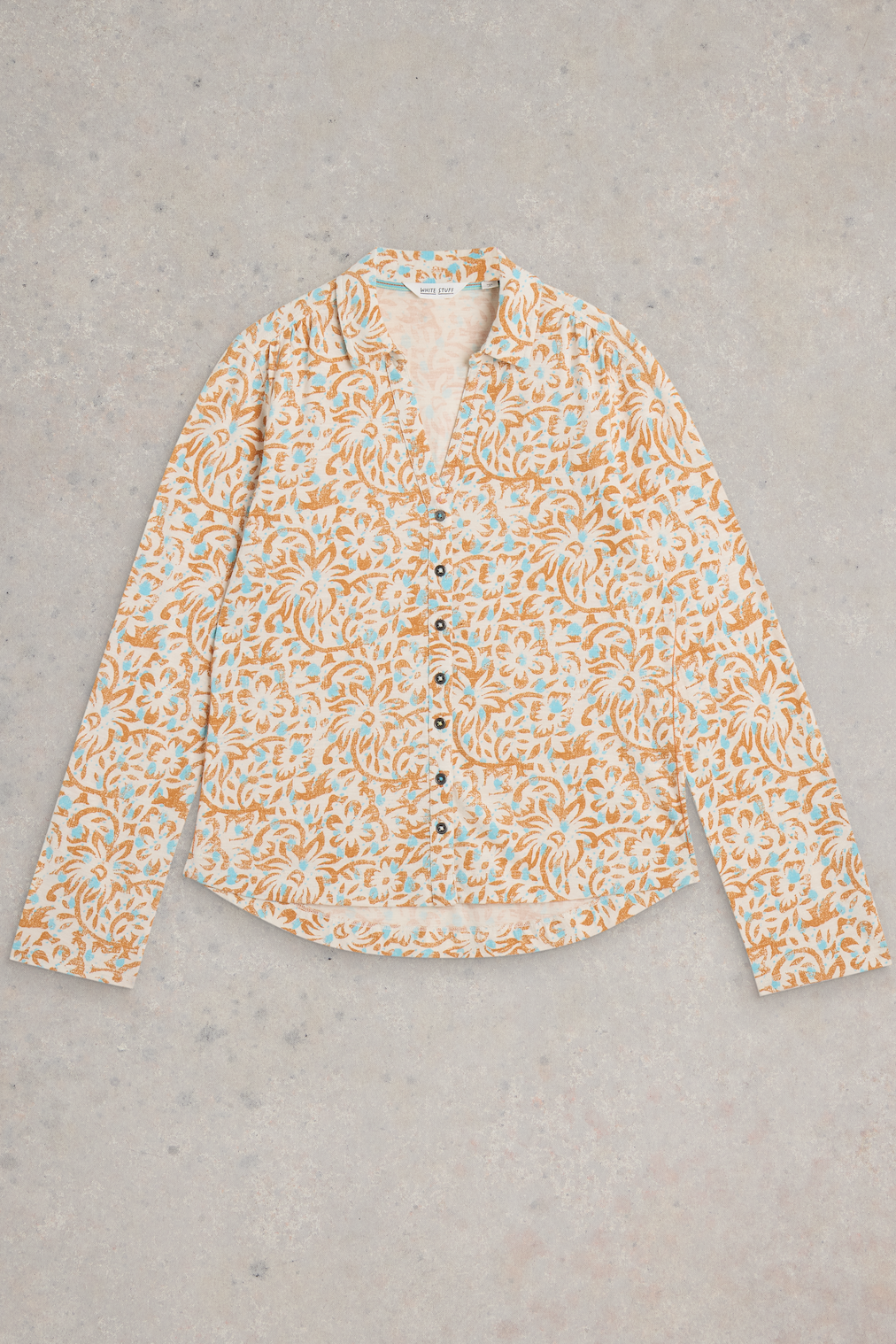 White Stuff Annie Jersey Shirt in Ivory Print