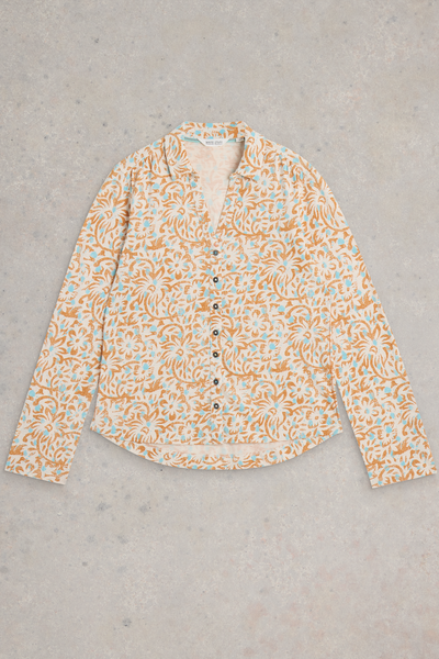 White Stuff Annie Jersey Shirt in Ivory Print