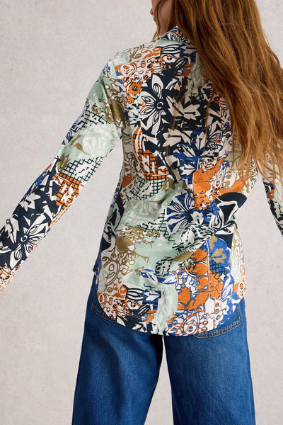 White Stuff Annie Jersey Shirt in Orange Multi