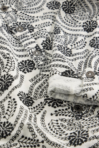 White Stuff Annie Jersey Shirt in White Print AW25