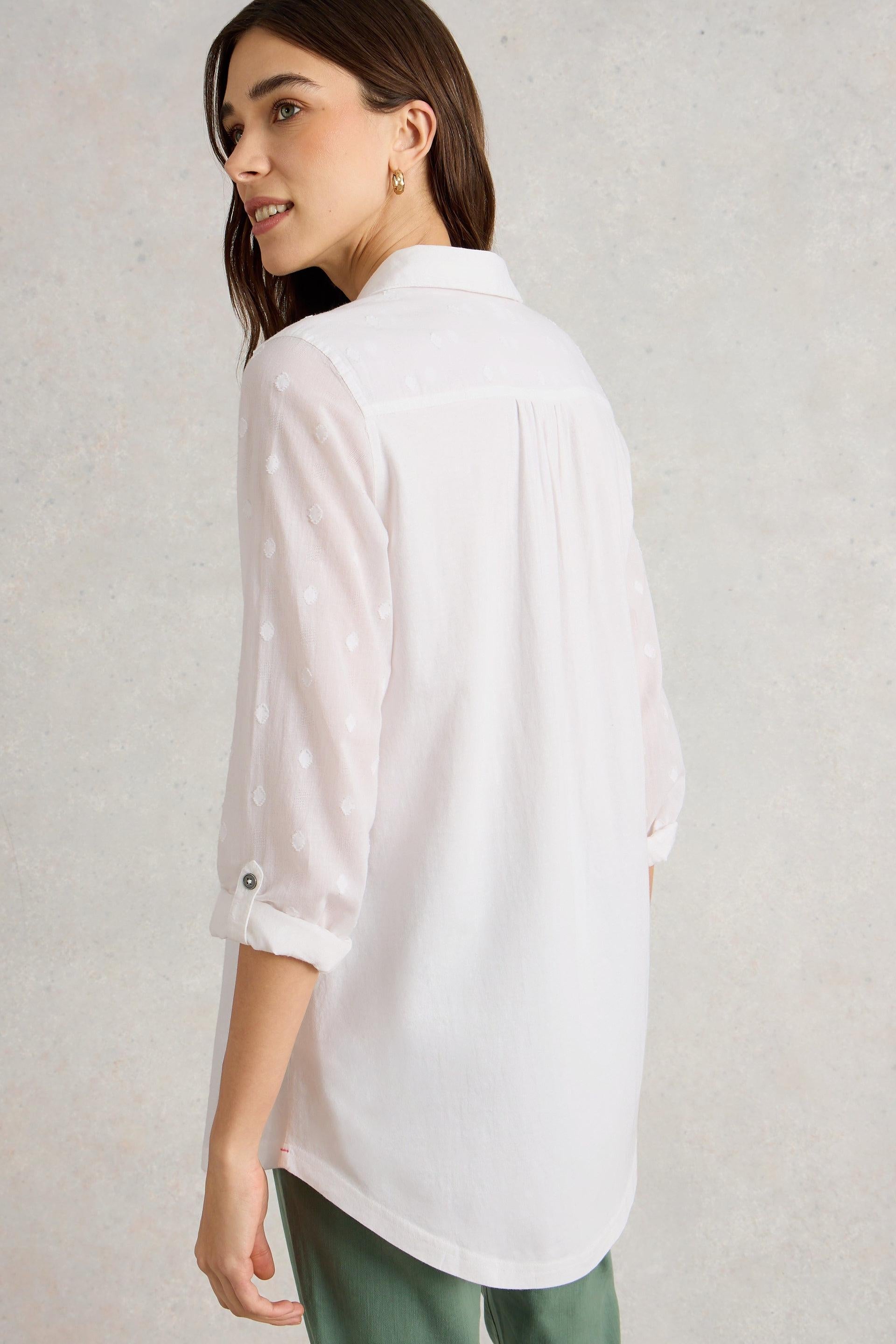 White Stuff Annie Longline Shirt in Pale Ivory - Ohh! By Gum