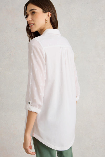 White Stuff Annie Longline Shirt in Pale Ivory