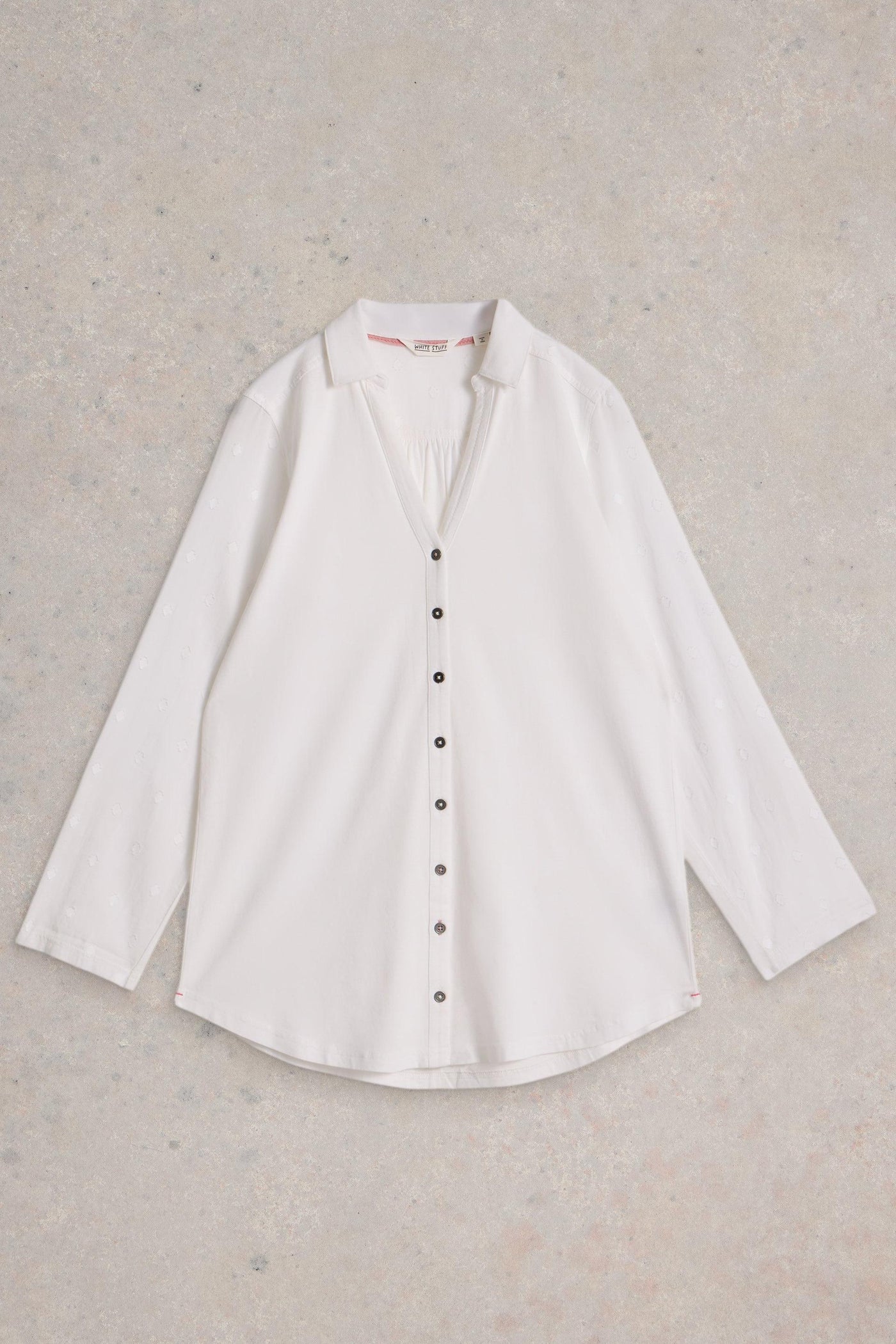White Stuff Annie Longline Shirt in Pale Ivory