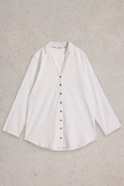White Stuff Annie Longline Shirt in Pale Ivory