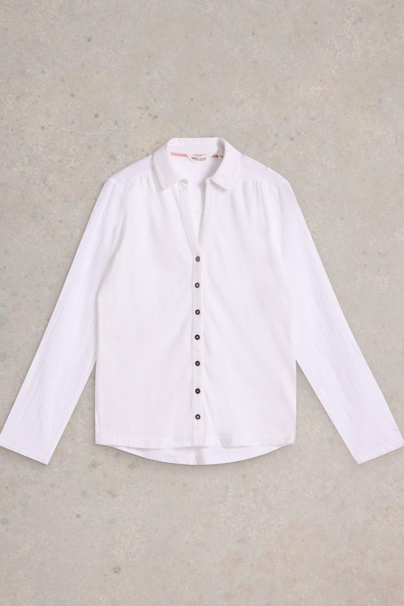 White Stuff Annie Mix Jersey Shirt in Pale Ivory AW25