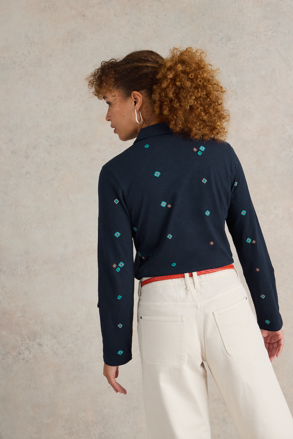 White Stuff Annie Navy Mlt Embroidered Shirt-Womens-Ohh! By Gum - Shop Sustainable