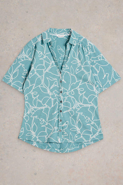 White Stuff Annie SS Jersey Blue Print Shirt-Womens-Ohh! By Gum - Shop Sustainable