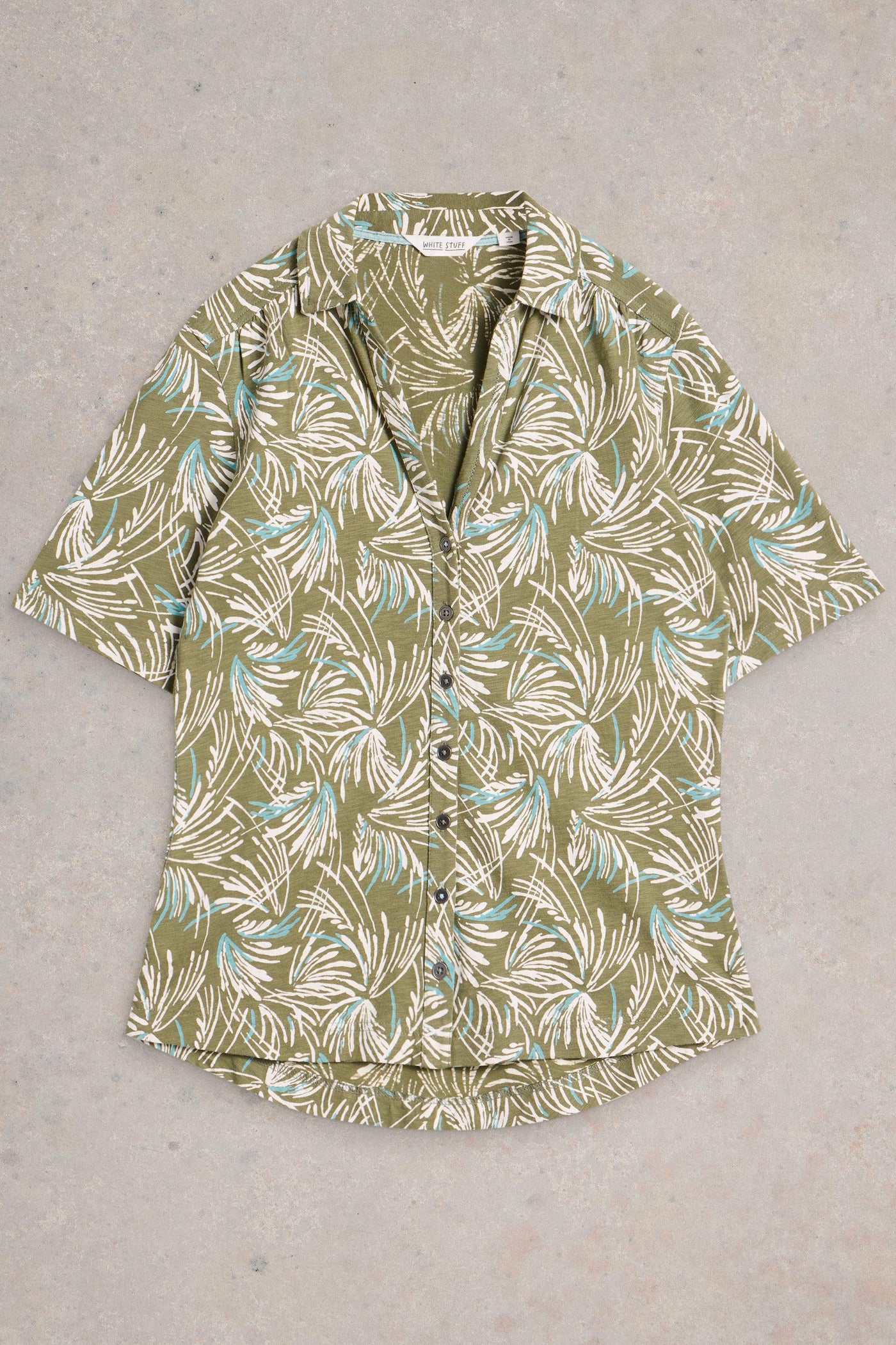 White Stuff Annie SS Jersey Green Print Shirt-Womens-Ohh! By Gum - Shop Sustainable