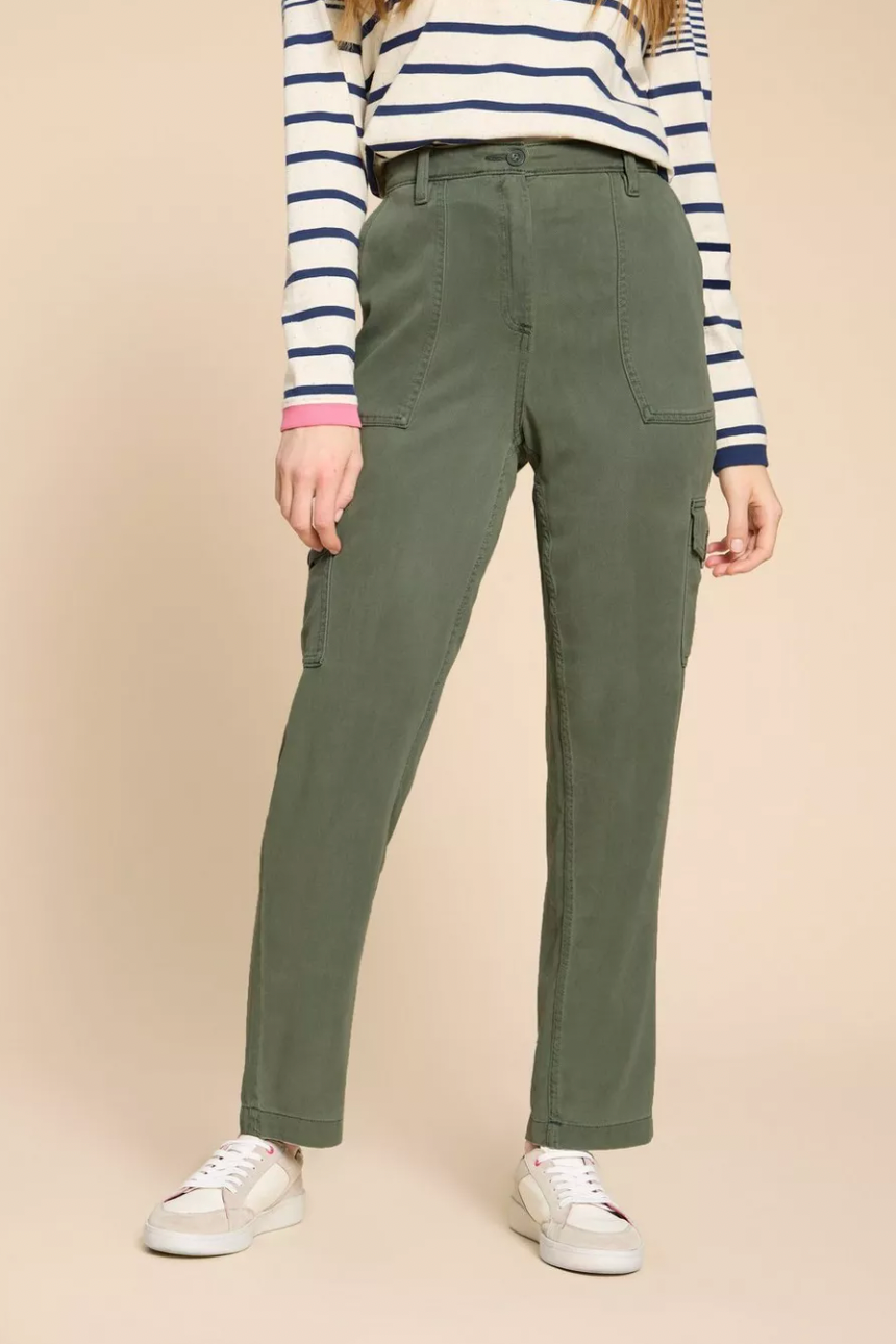 White Stuff Arlo Tencel Cargo Trousers - Mid Green-Womens-Ohh! By Gum - Shop Sustainable