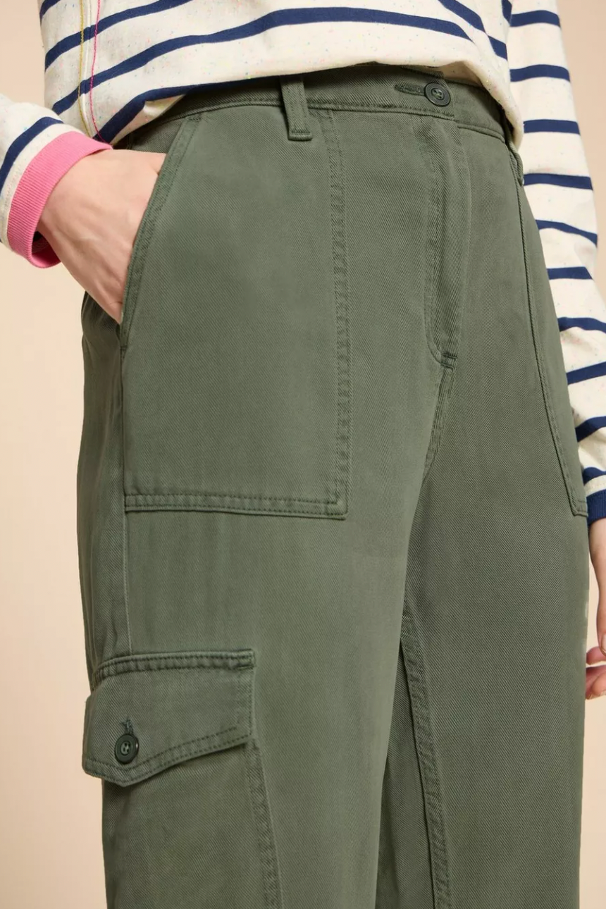 White Stuff Arlo Tencel Cargo Trousers - Mid Green-Womens-Ohh! By Gum - Shop Sustainable