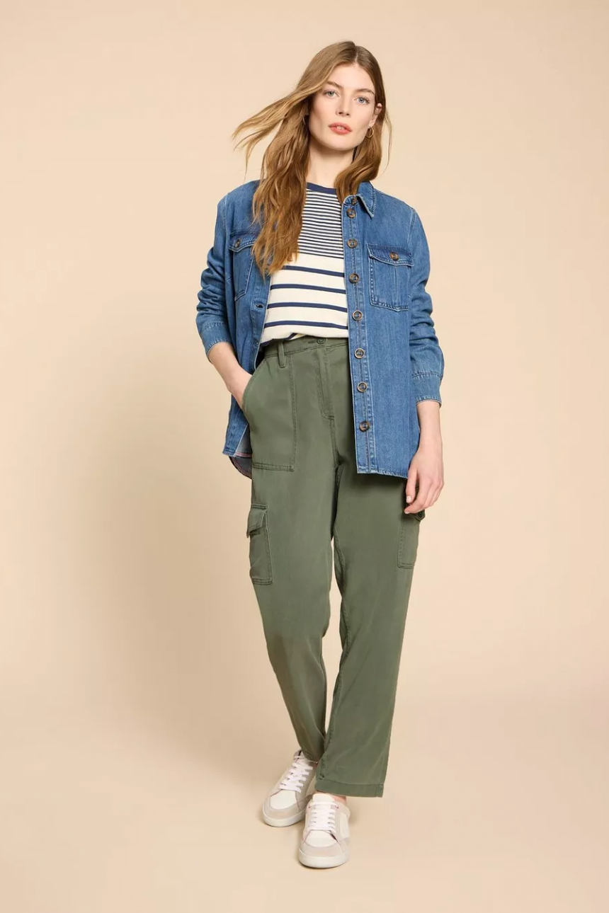 White Stuff Arlo Tencel Cargo Trousers - Mid Green-Womens-Ohh! By Gum - Shop Sustainable