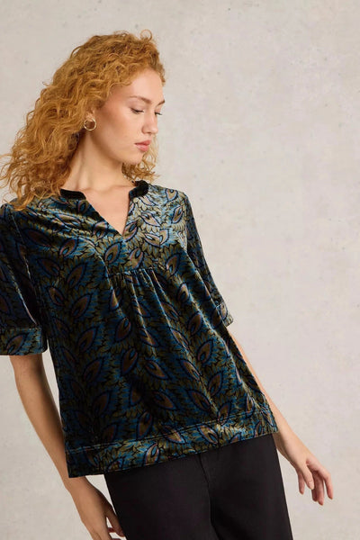 White Stuff Ash Printed Velvet Top-Womens-Ohh! By Gum - Shop Sustainable